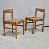 Pair of straw chairs. France, circa 1960