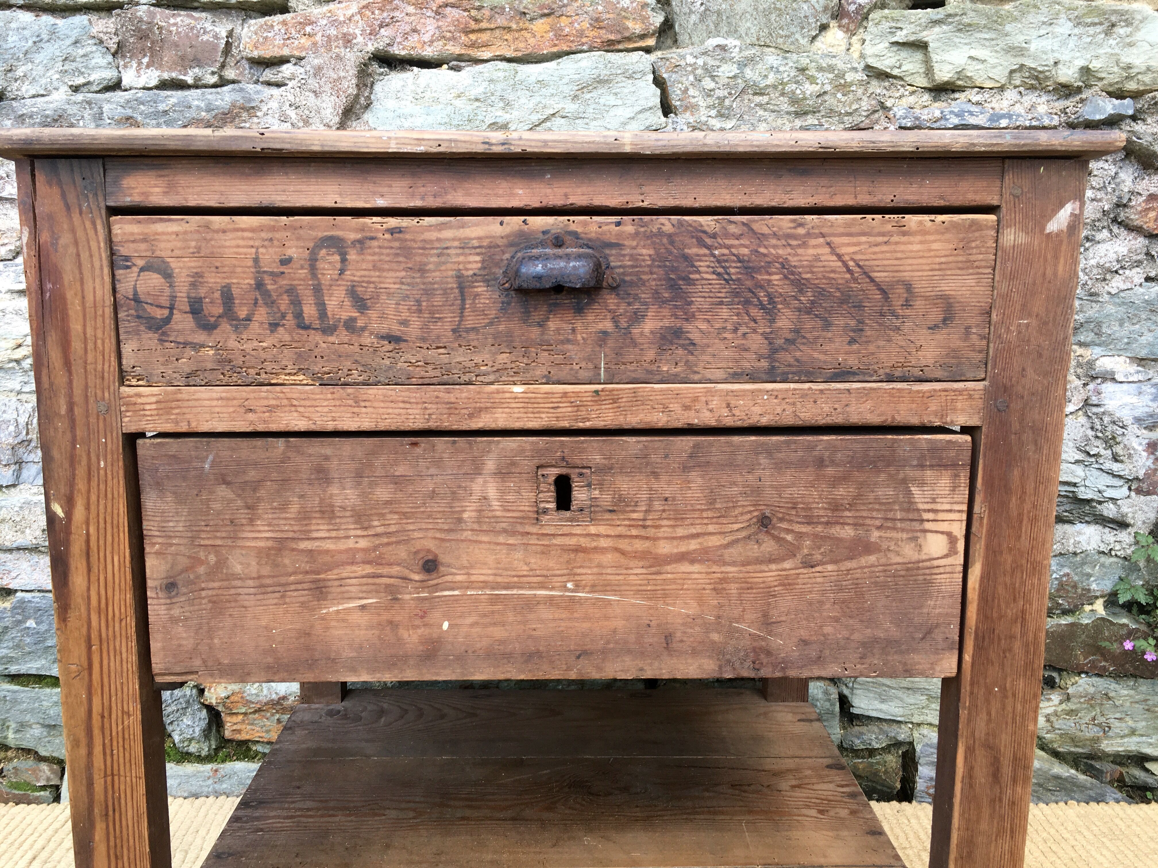 Old wooden workshop cabinet
