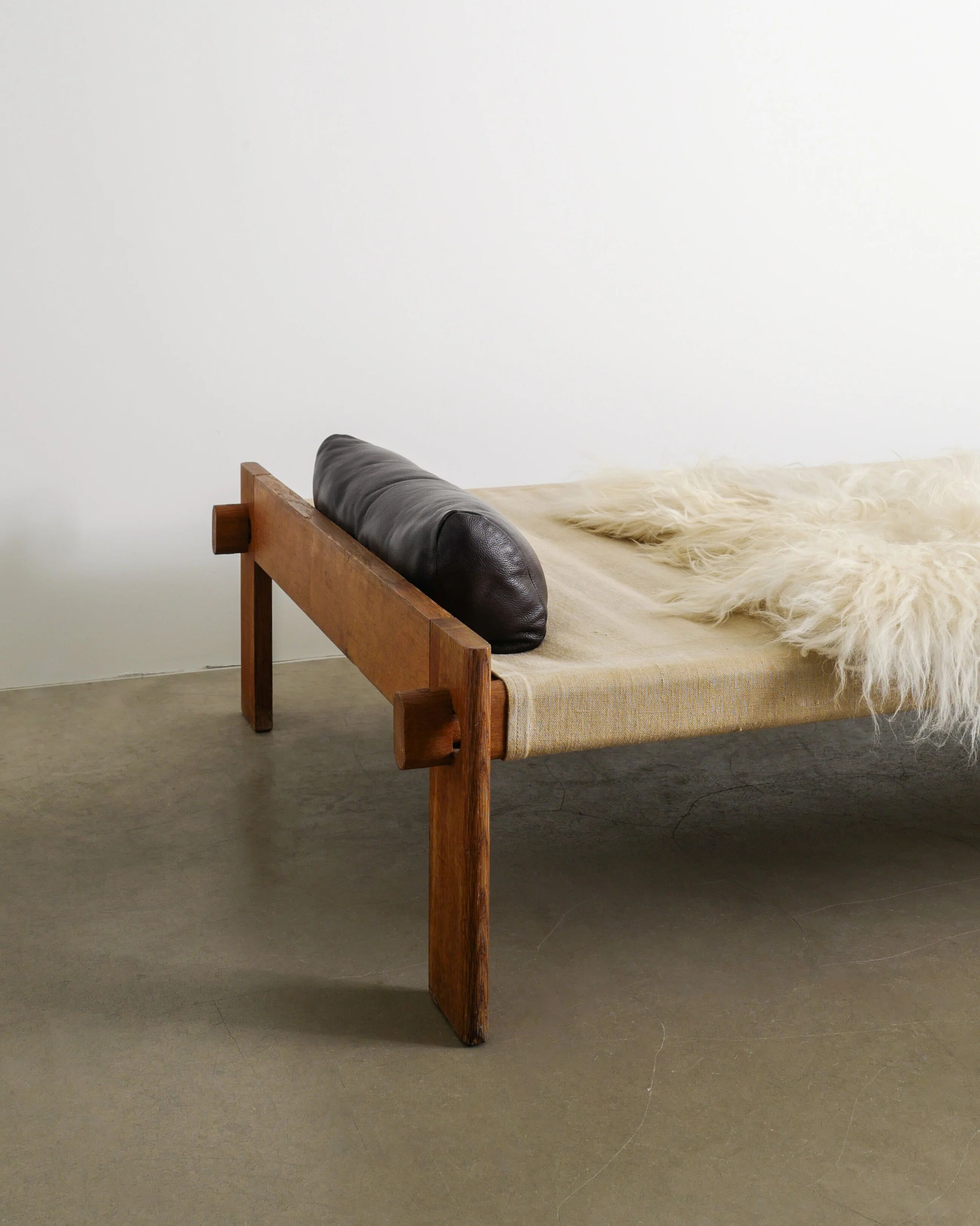 Danish Mid Century Wooden Canvas Daybed in Oak by Tage Poulsen, 1950s
