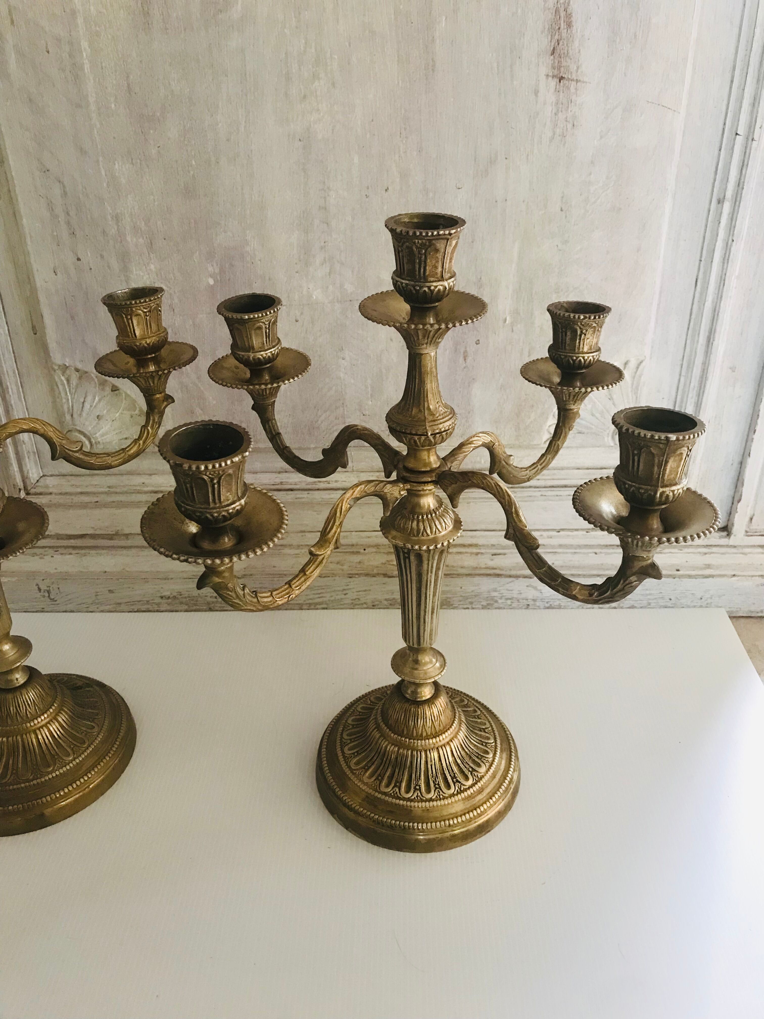 Pair of gilded bronze chandeliers