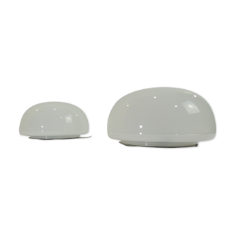 Vintage opaline ceiling lamp pair