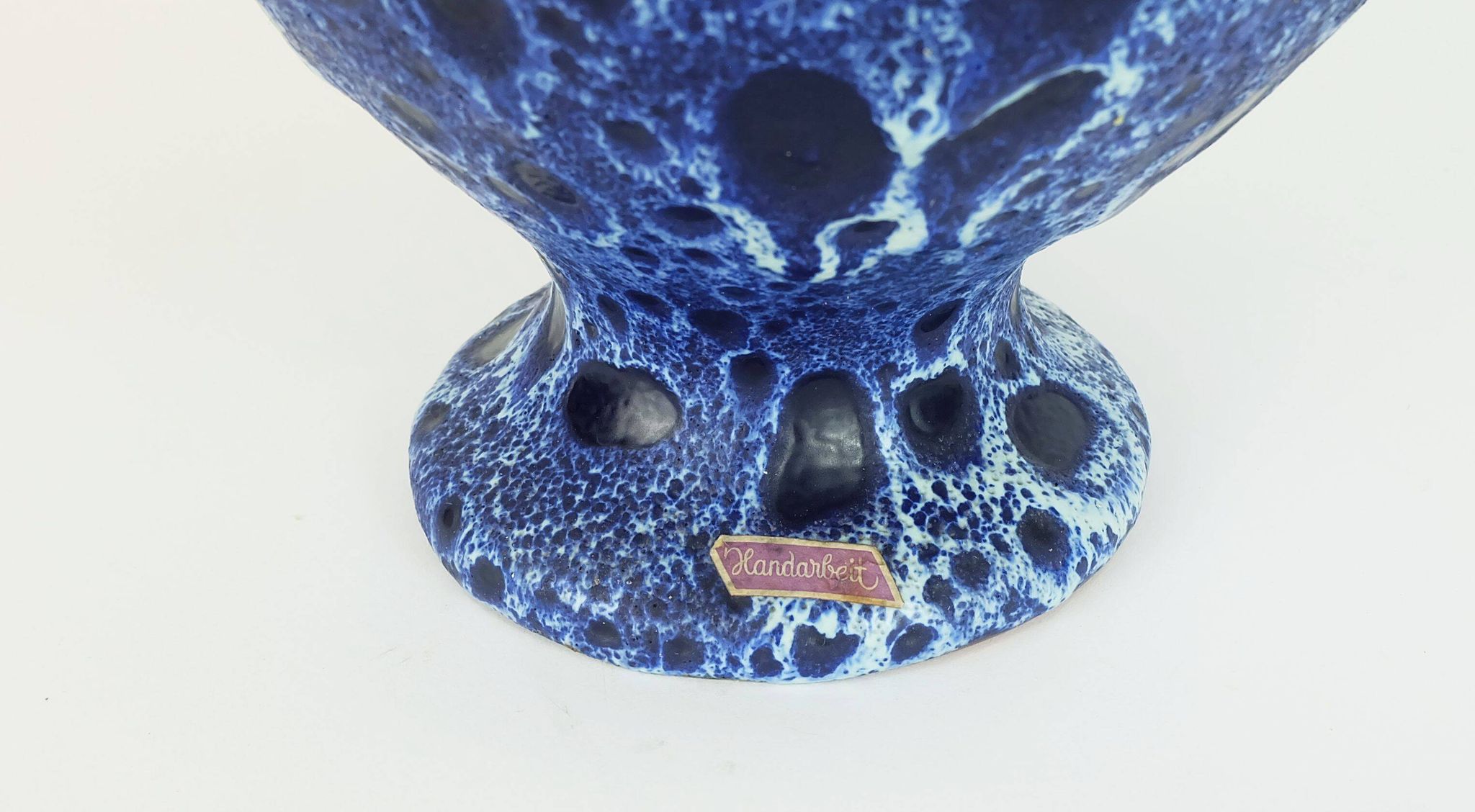 Large vintage kreutz-keramik 1960s 70s vase jug model 228 fat lava drip glaze intense blue