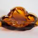 Artistic orange glass bowl ashtray, mid-century crystal, Italy, 1970s.