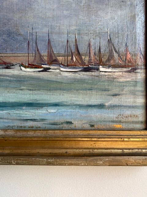 Ancient painting, Marine , signed and dated 1935