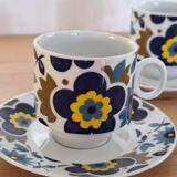 2 tasses à café fleurs bleues porcelaine