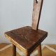 Brutalist stool with backrest in solid oak, origin Netherlands