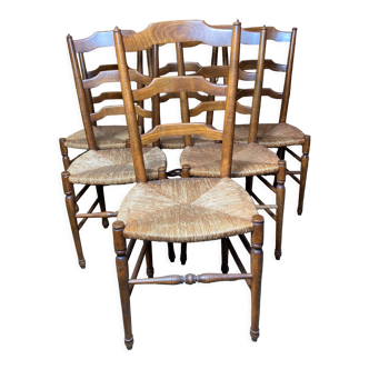 6 light beech mulched chairs