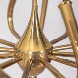Large 50s vintage brass chandelier with 12 lights italian design