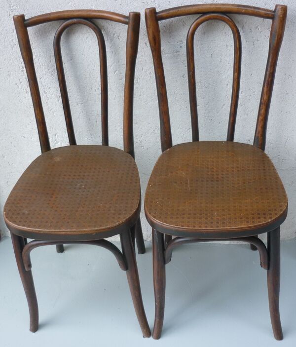 Paire de chaises bistrot bois courbé anciennes