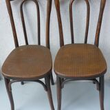 Paire de chaises bistrot bois courbé anciennes