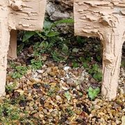 Pair of cement planters in faux wood finish