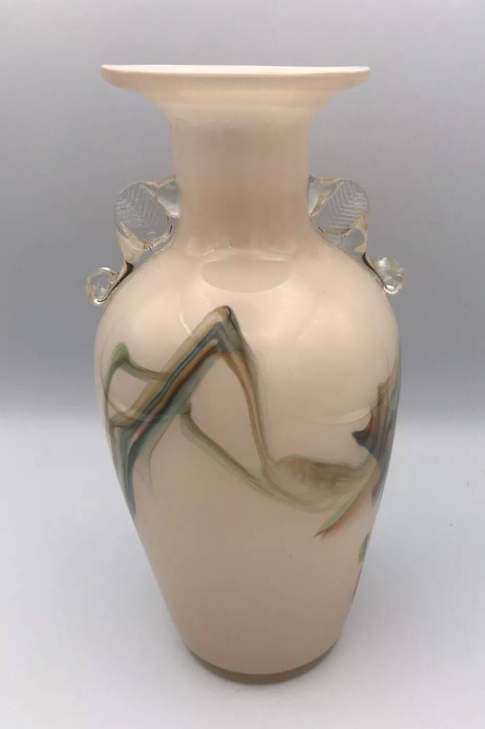 Vase type amphora in blown glass and artistic inclusion 20.5 cm