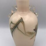 Vase type amphora in blown glass and artistic inclusion 20.5 cm