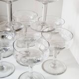 Set of 9 cut in blown and chiseled glass