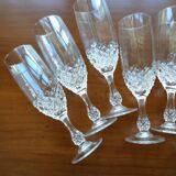 Set of 6 cut crystal champagne flutes