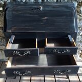 Louis XV style scriaban lacquered black and beige inside