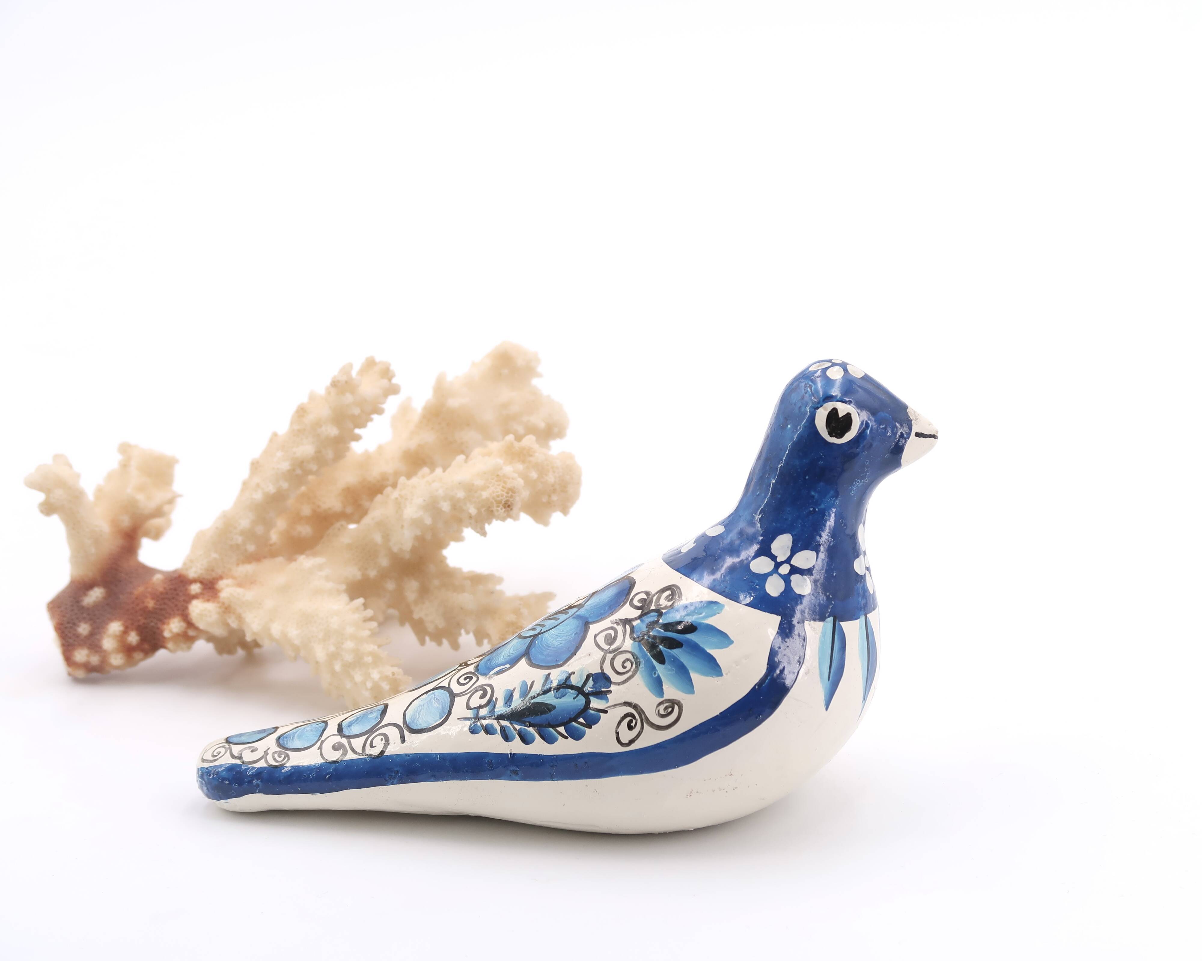 Blue and white folk bird from Mexico, 1970s
