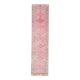 Vintage Turkish Oushak handmade wool cotton pink runner rug 82x346