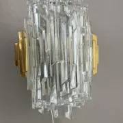 Beautiful CUBIC Ice Glass Wall Light by Hillebrand Lights, Germany, 1970s