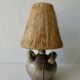 Sandstone lamp with natural fiber lampshade