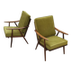 Pair of green velvet boomerang armchairs by Antonin Suman for Ton Bystrice "Thonet"