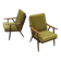 Pair of green velvet boomerang armchairs by Antonin Suman for Ton Bystrice "Thonet"
