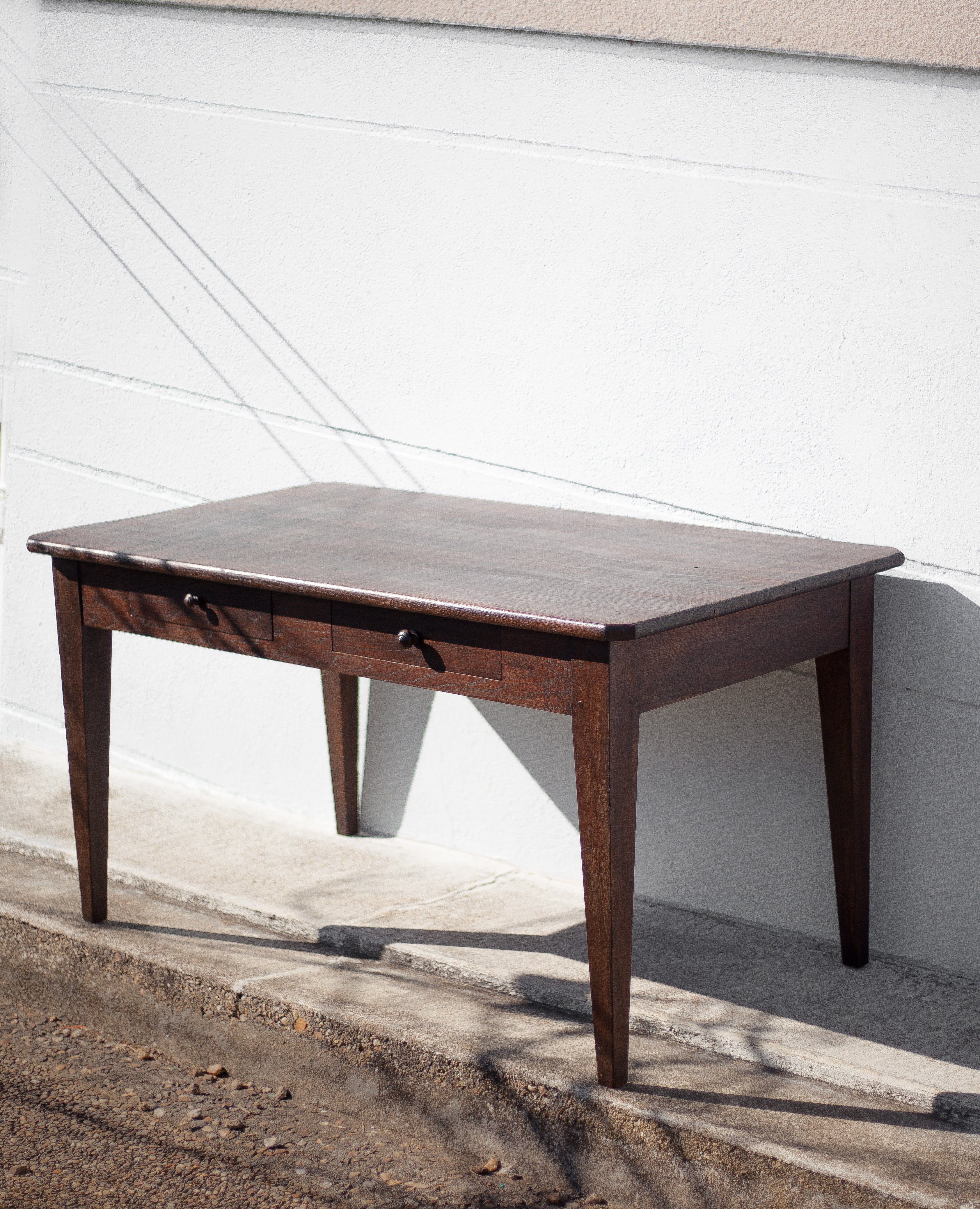 Farm table pear wood, old wood table, table 2 drawers, kitchen, countryside, chalet