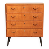Teak Chest of Drawers with Black Legs, Scandinavia, 1950s/60s