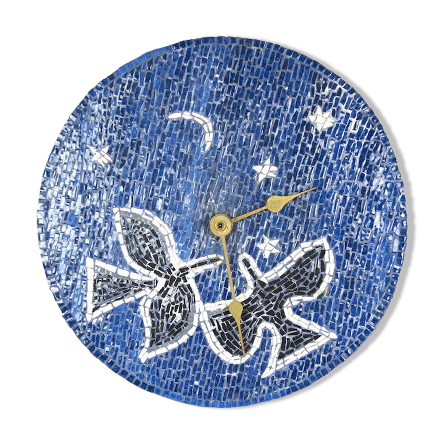 Vintage wall clock - wood & ceramic - circa 1950