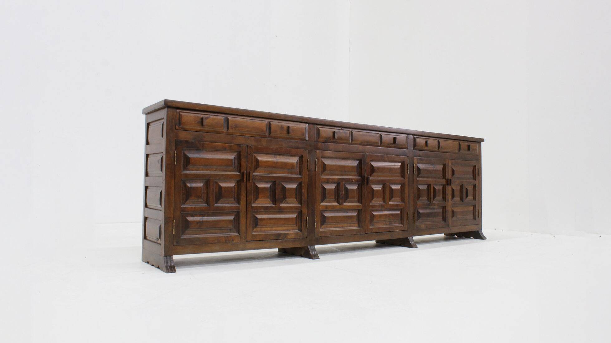 Vintage Spanish brutalist sideboard credenza 1970s
