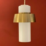 Opal & Brass hanging lamp MidCentury by Doria, 1960s