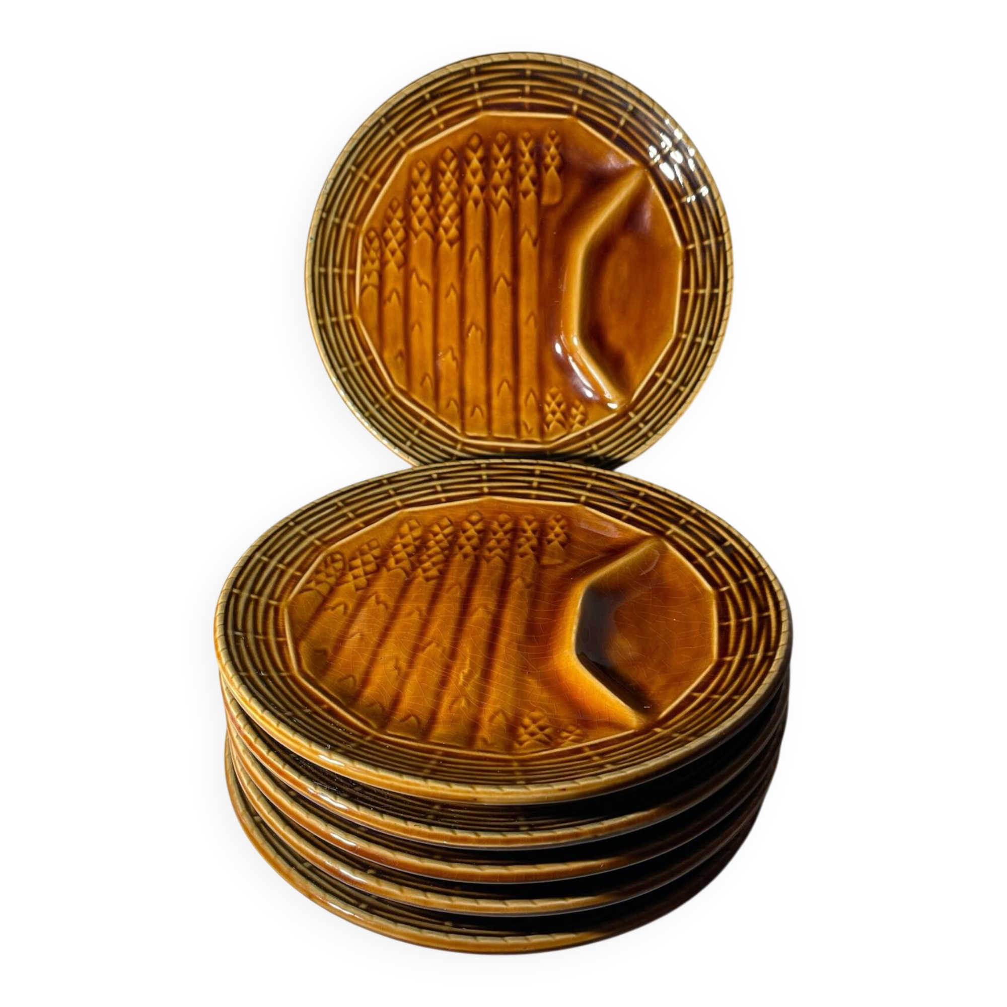 Vintage asparagus plates – Sarreguemines, Barbotine