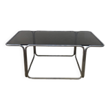 Coffee table in smoked glass and chrome 1970
