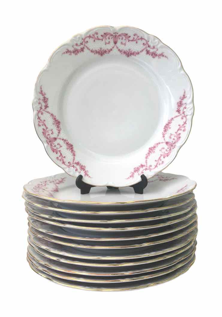 12 assiettes plates en porcelaine