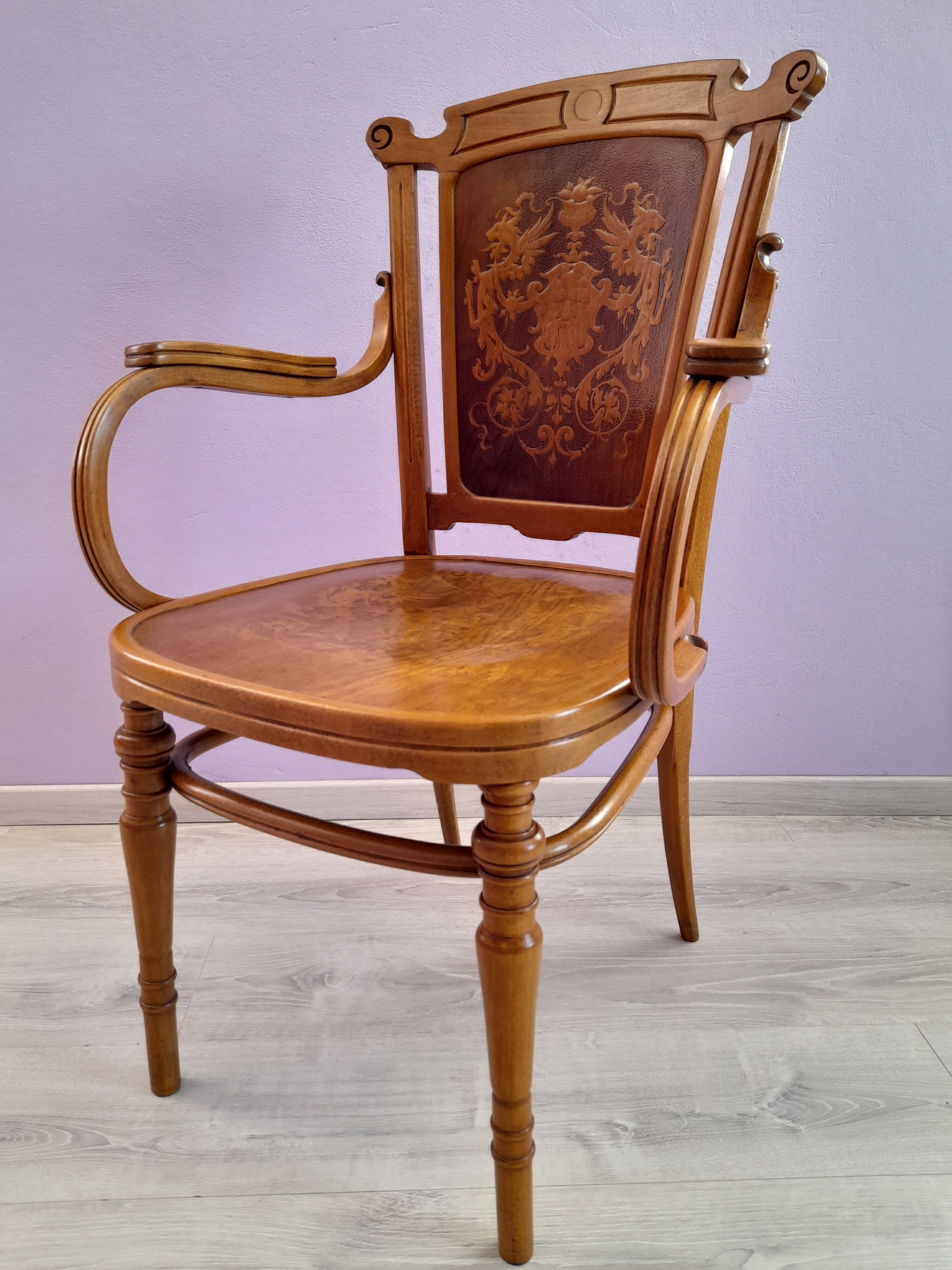 Art Nouveau office chair stamped by J. Kohn - Vienna