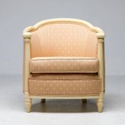 Fine Art Deco Bergère Club Chair Hollywood Regency Style Damask