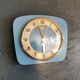 Vintage formica clock rectangular silent wall pendulum "Lora blue"
