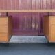 Wood desk and black metal structure with melamine top, Charron Edition, large office 2 boxes
