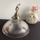 Vintage ribbed glass holophane pendant light