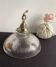 Vintage ribbed glass holophane pendant light