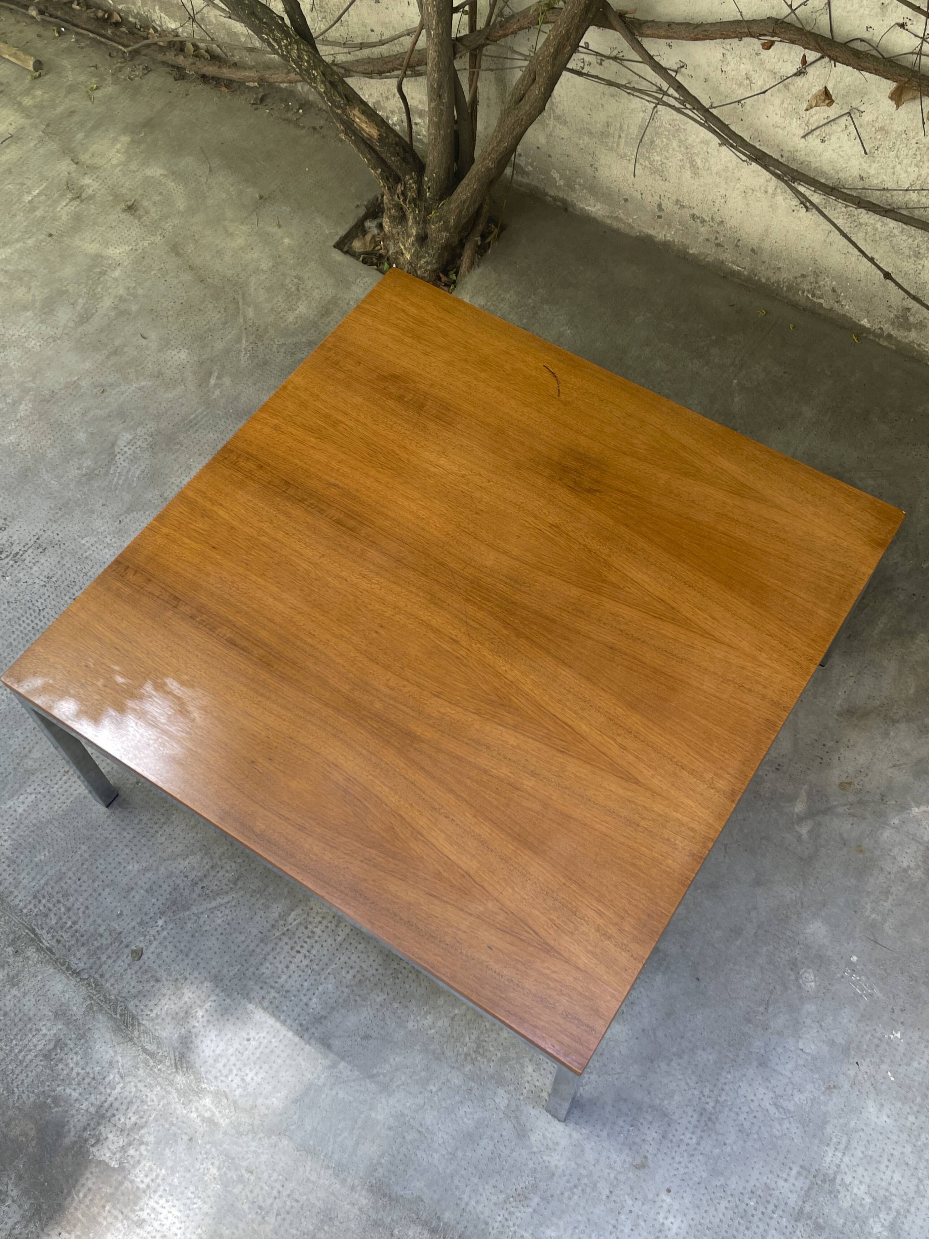 Coffee table in chrome and teak, 1960