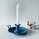 Old lavender blue enamelled candlestick
