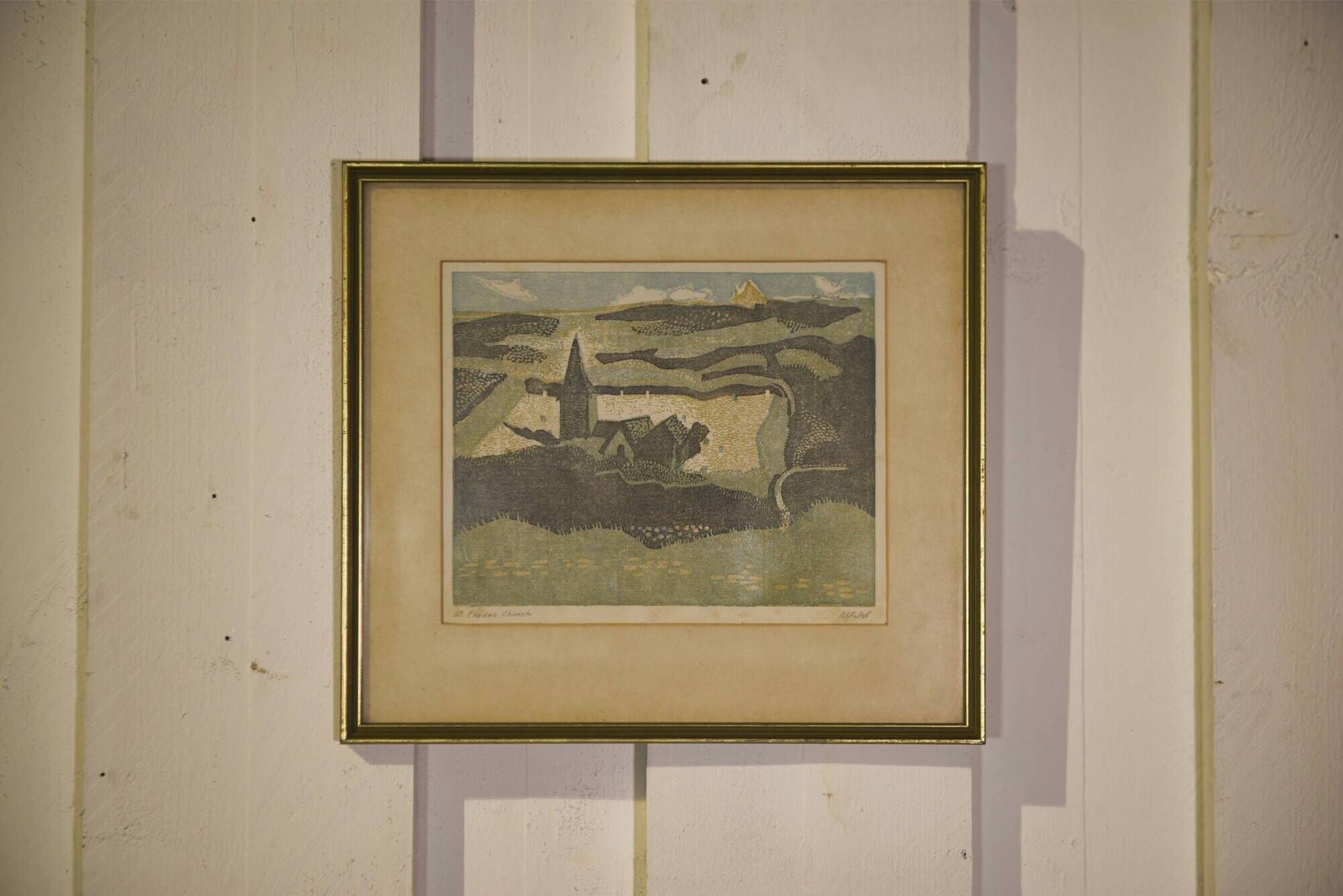 Lithograph of Enodoc Church by B.E. Fabel 1975
