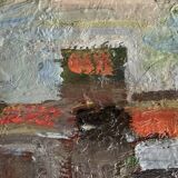 Vintage Abstract Kulo Green Oil Painting 1970s