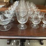 Art Nouveau Set of 32 Crystal Glasses - Engraved and Frosted Floral Pattern