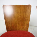 Set of four restored dining chairs model H-214 designed by Jindřich Halabala, 1950's.