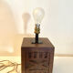 Brutalist folk art lamp base in teak from the 40s/50s.