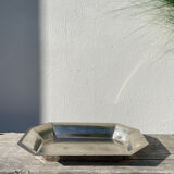 Octagonal silver-plated metal dish