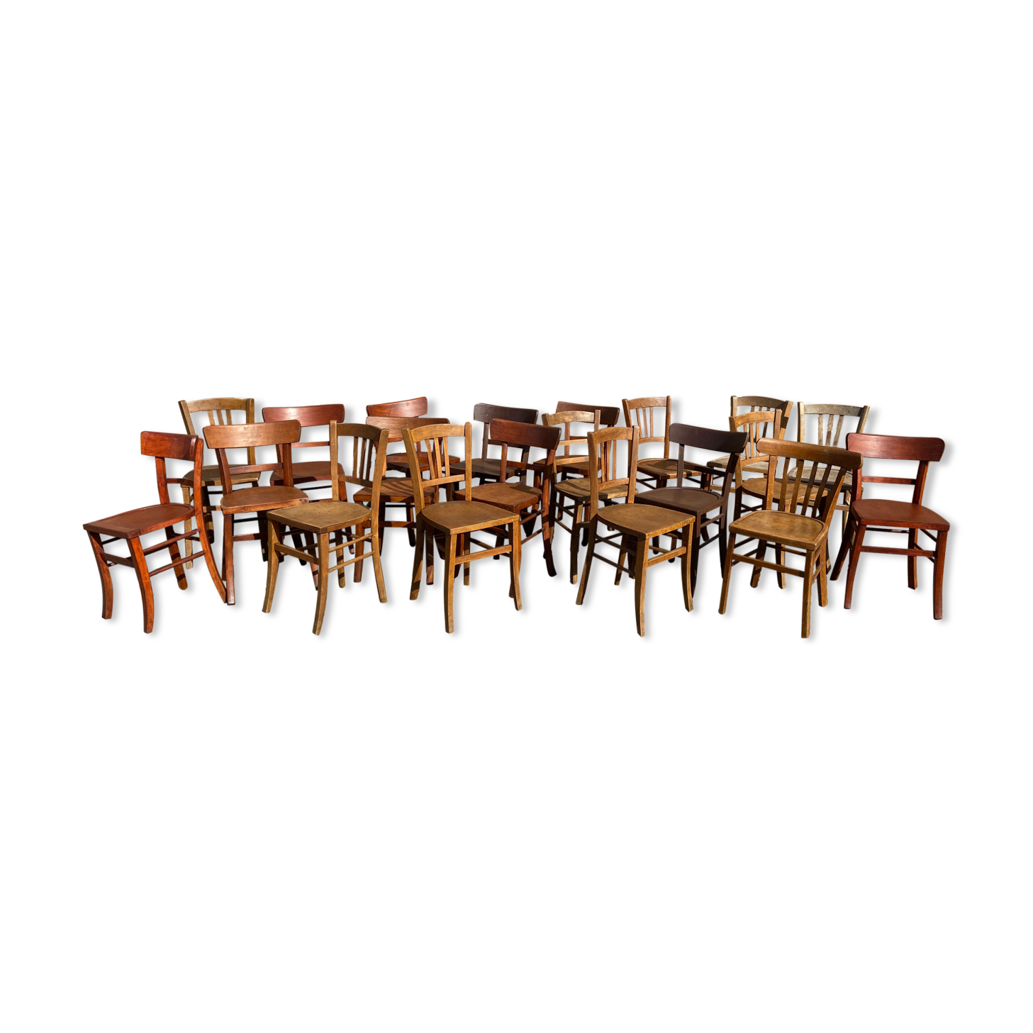 Lot 20 vintage mismatched bistro chairs