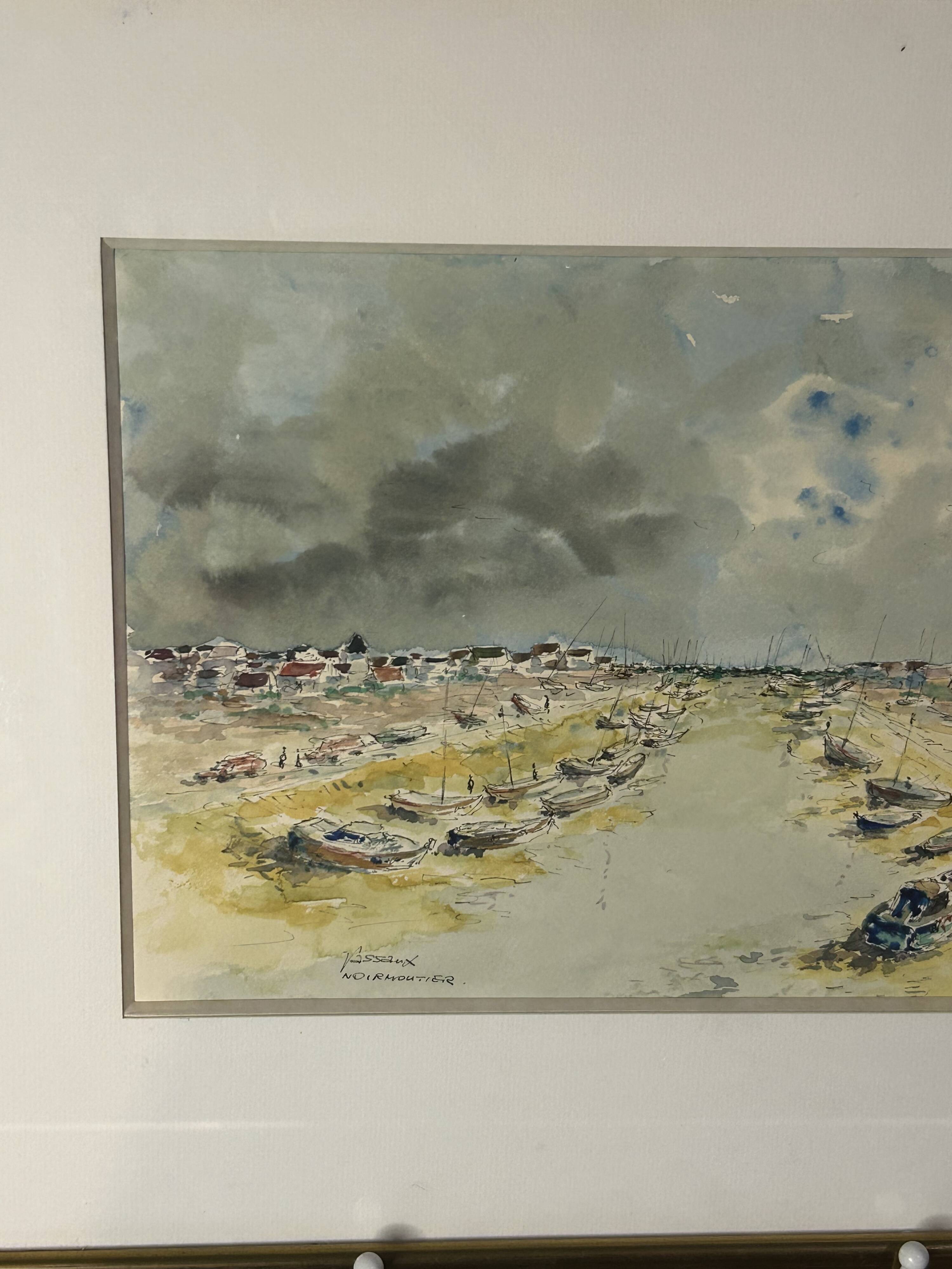 20th century Impressionist school - Vassaux - Marine watercolor - Noirmoutier